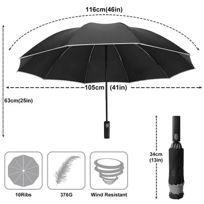 Reflective Stripe 10-Rib Windproof Umbrella Set