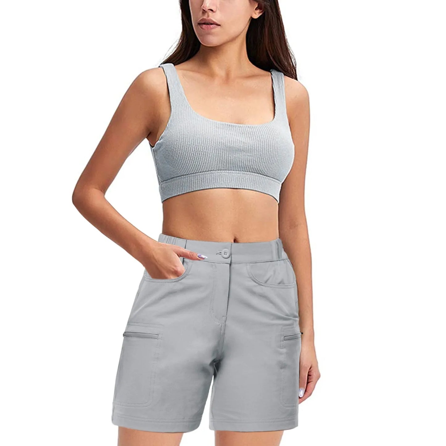 Short de golf à séchage rapide pour femme avec poches zippées