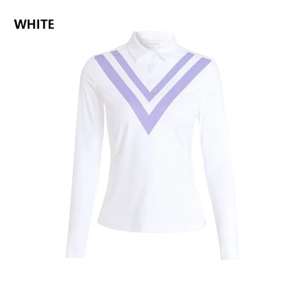 Korean Style Slim Long-Sleeve Golf Shirt for Women