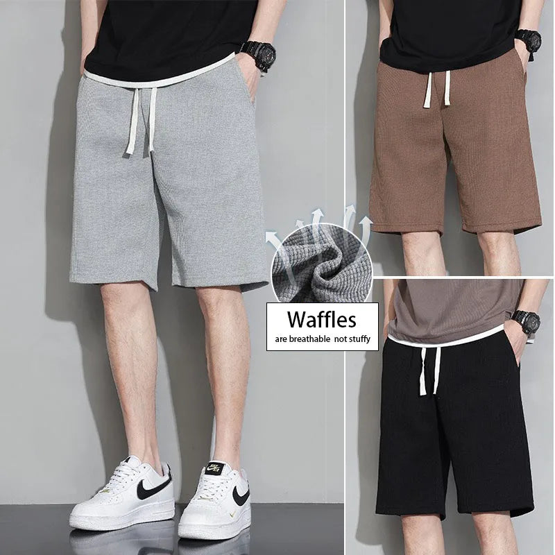 Men's golf Solid Color Waffle Shorts