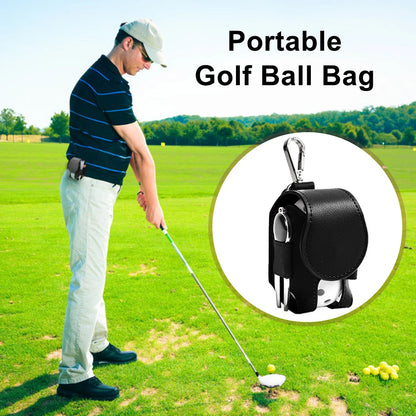 Mini PU Leather Golf Ball Bag with Belt