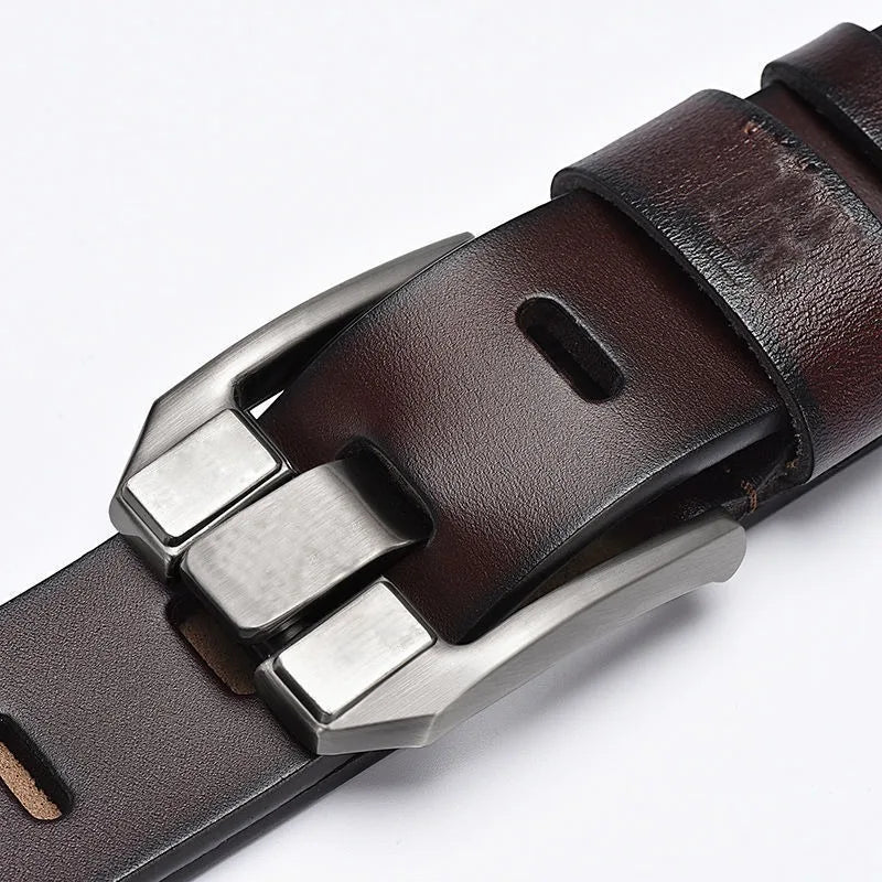 Genuine Leather Men's Belt - Metal Buckle