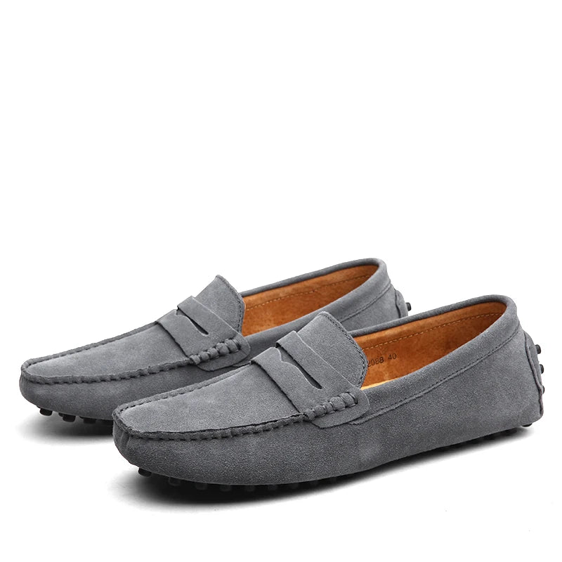 Hochwertige Wildleder-Freizeitschuhe für Herren, leichte, rutschfeste Herren-Fahrschuhe, Slip-On-Flats, Halbschuhe, Lederschuhe, 10 Farben, Größe 38–49