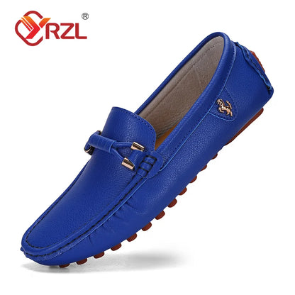 YRZL Loafers Men Handmade Leather Shoes Casual Driving Flats Slip-on Shoes Luxury Comfy Moccasins Shoes for Men Plus Size 37-48