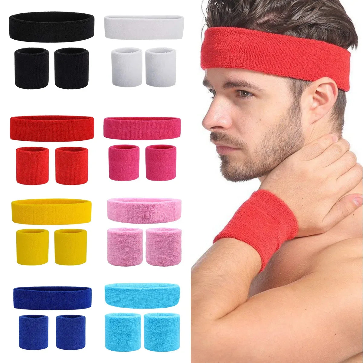 3-teiliges Set Sport-Stirnband und Armband