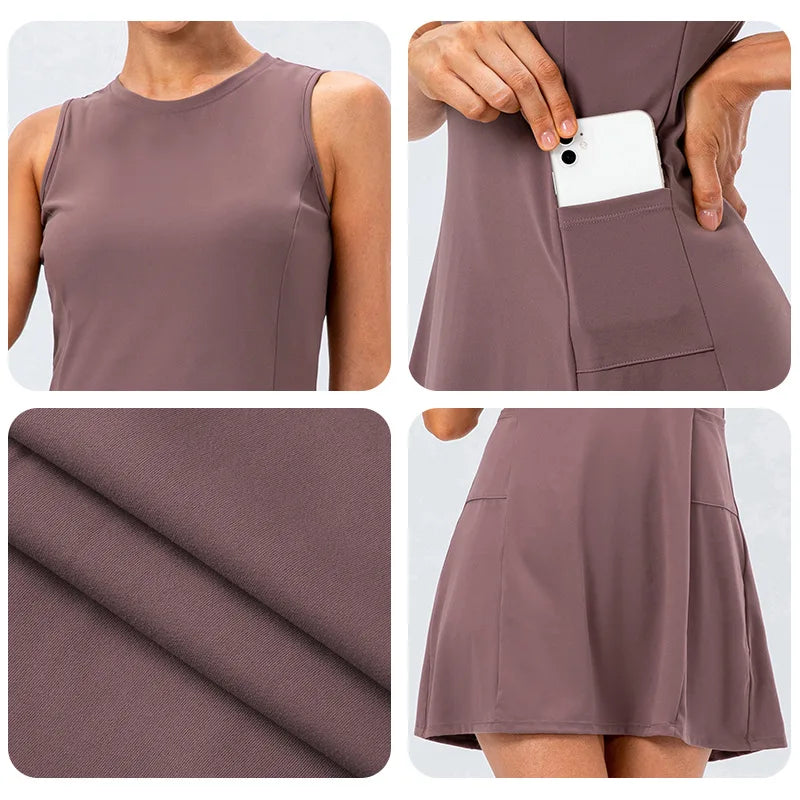 Tenniskleid mit Shorts und Taschen für Damen