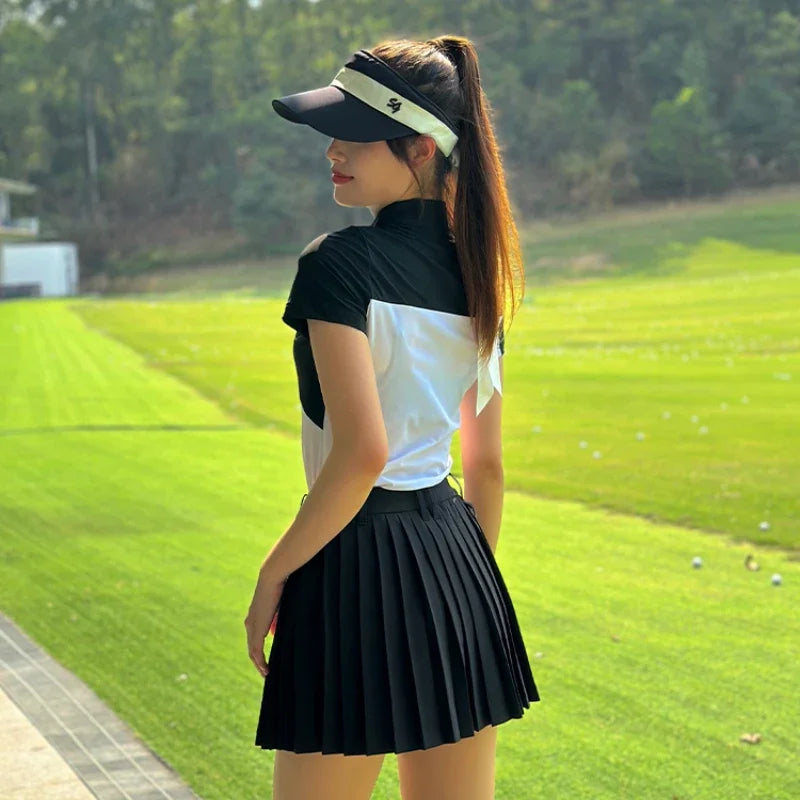 Golf Set - Zip Polo Shirt & Pleated Skirt