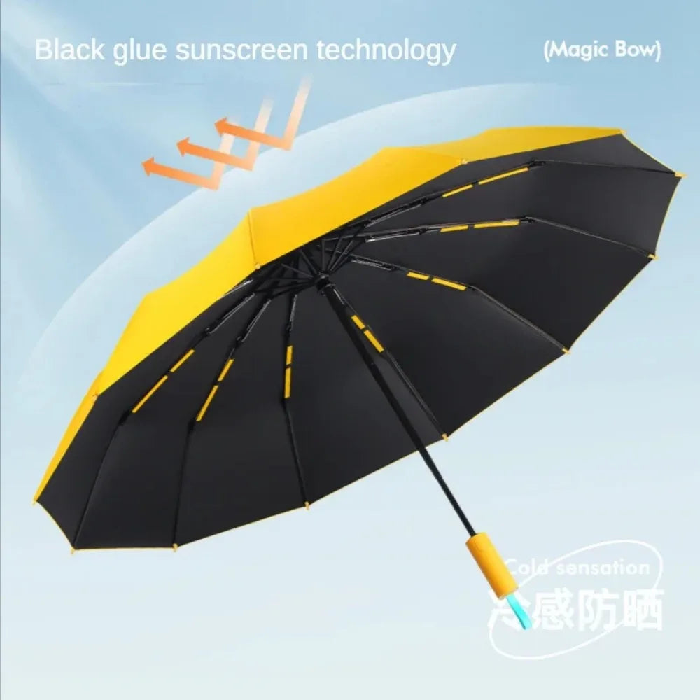 Parapluie automatique coupe-vent super résistant à 72 os avec protection UV