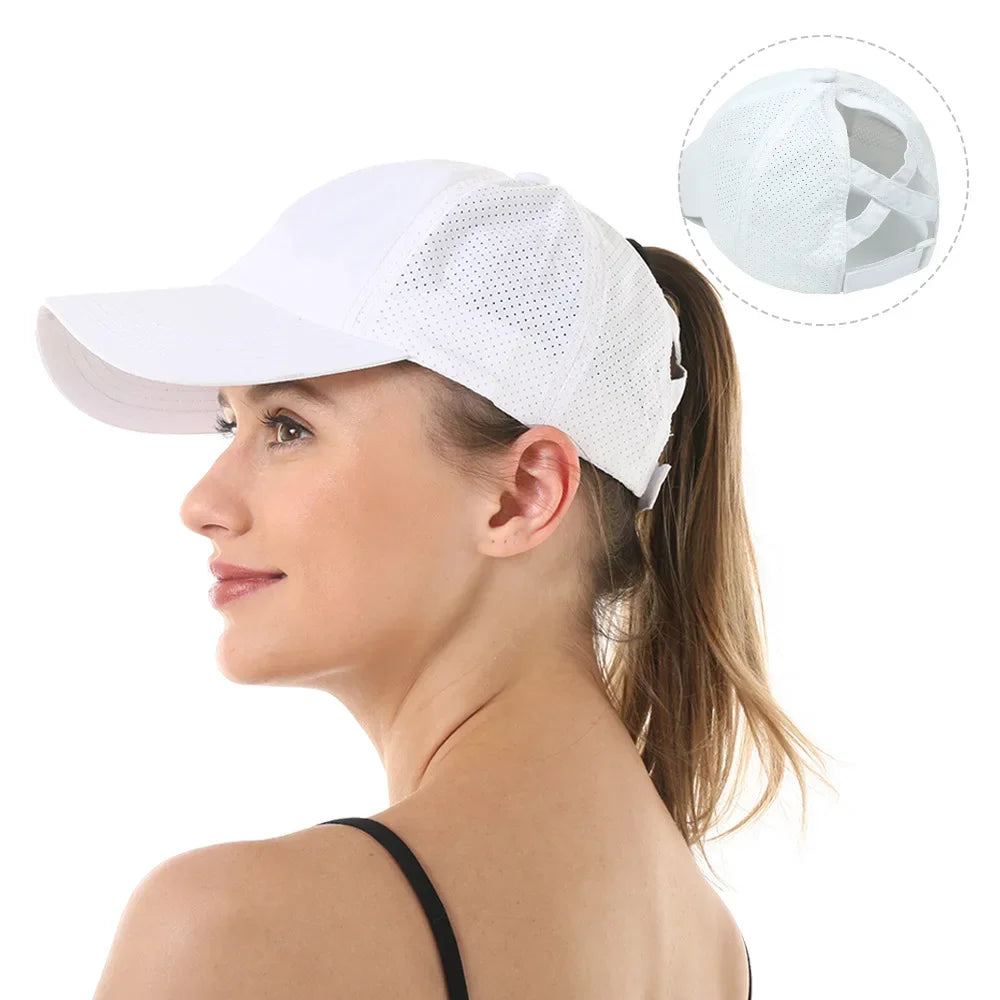 Verstellbare Pferdeschwanz-Tennismütze für Damen