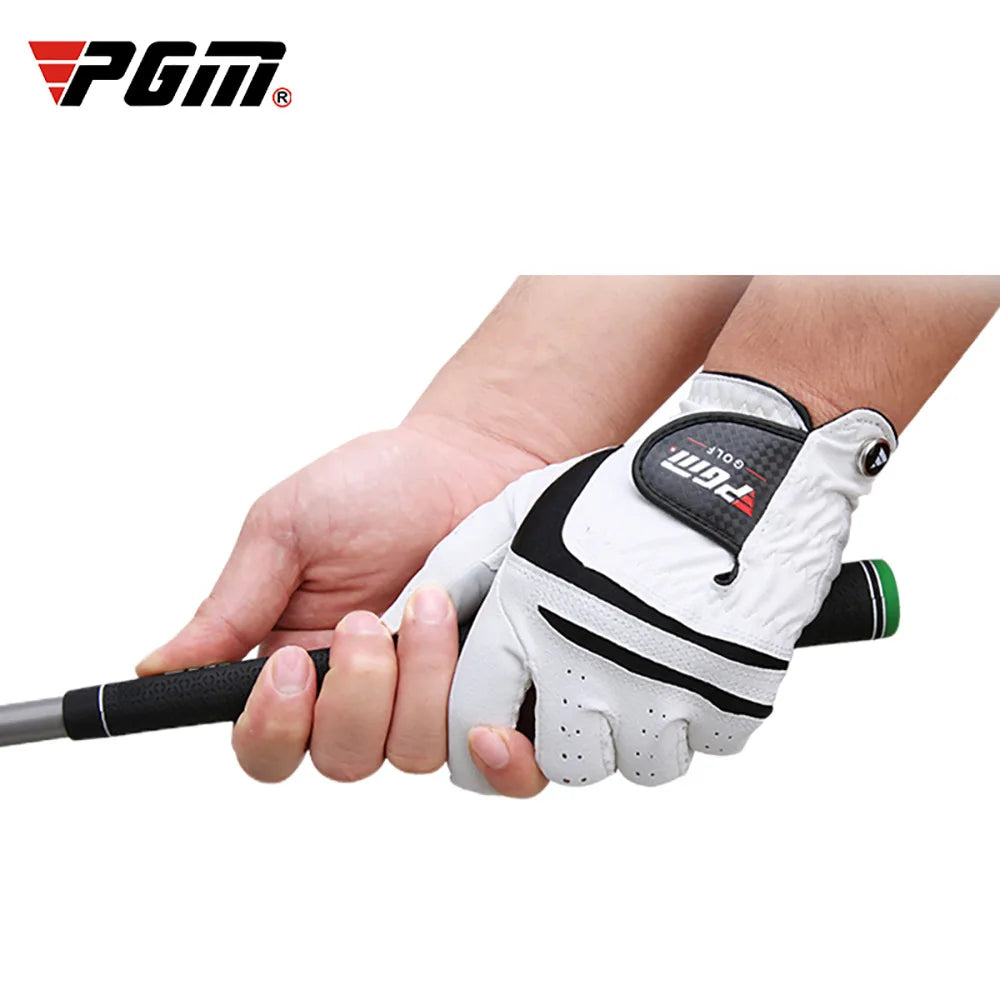 Gants de golf en cuir d'agneau véritable PGM pour hommes - Blanc