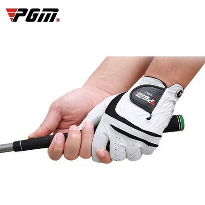 Gants de golf en cuir d'agneau véritable PGM pour hommes - Blanc