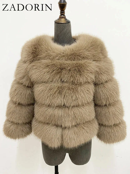 Elegant Black Faux Fur Mink Coat