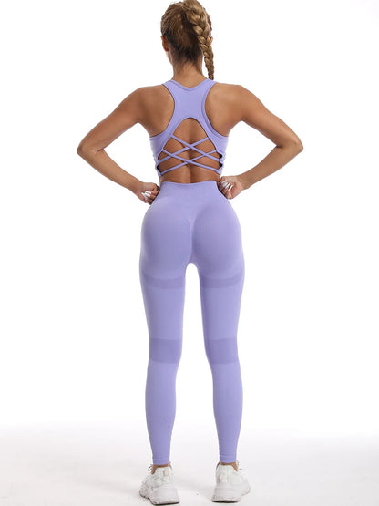 Women's Seamless Yoga Tracksuit - Sports Bra and Leggings