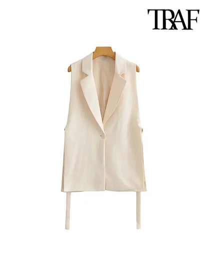 Vintage-Inspired Sleeveless Waistcoat with Side Vents