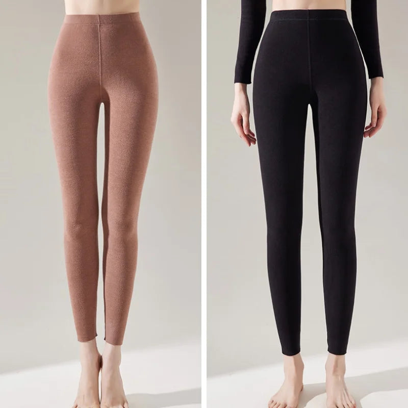 Leggings d'automne chauds rembourrés taille haute en velours