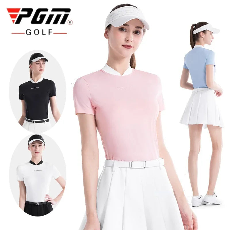 PGM Women's Summer Golf V-Neck Slim Tops