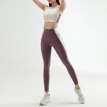 Women's Color Clashing Quick-Drying Yoga Suit