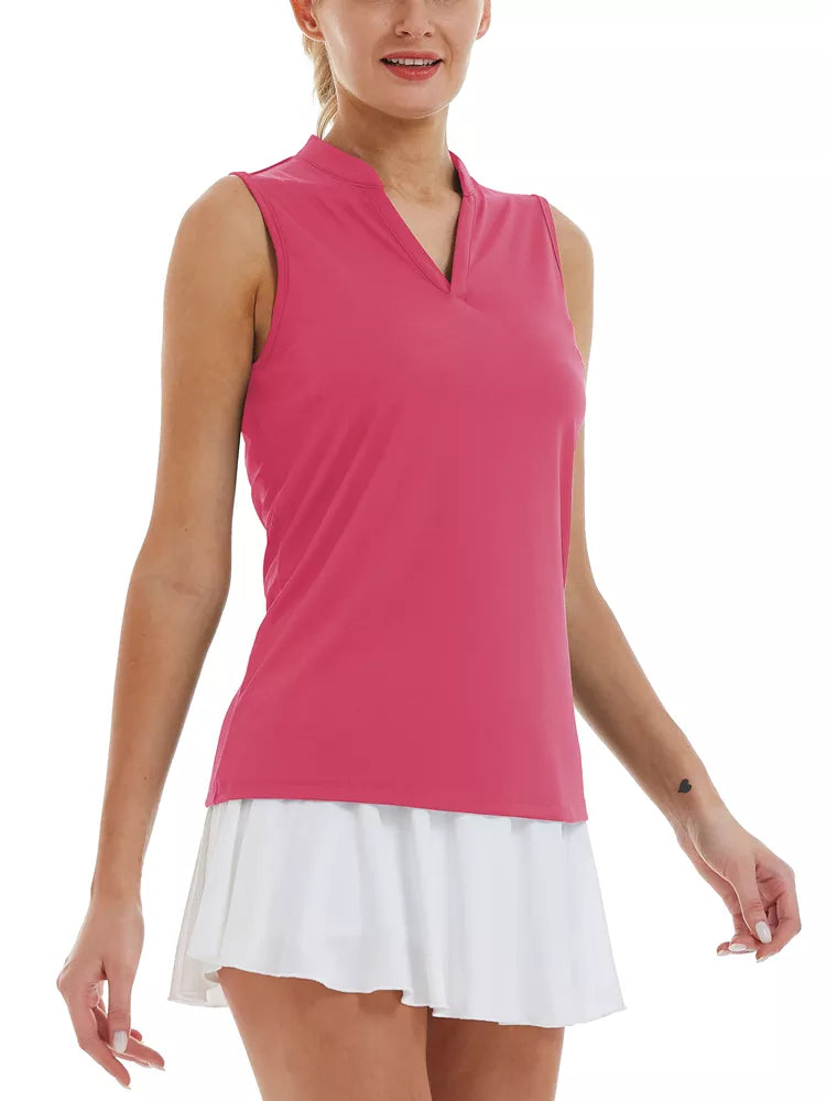 Slim Fit Golf-T-Shirt mit V-Ausschnitt für Damen