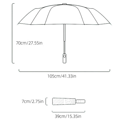 Parapluie pliant entièrement automatique avec boucle à anneau