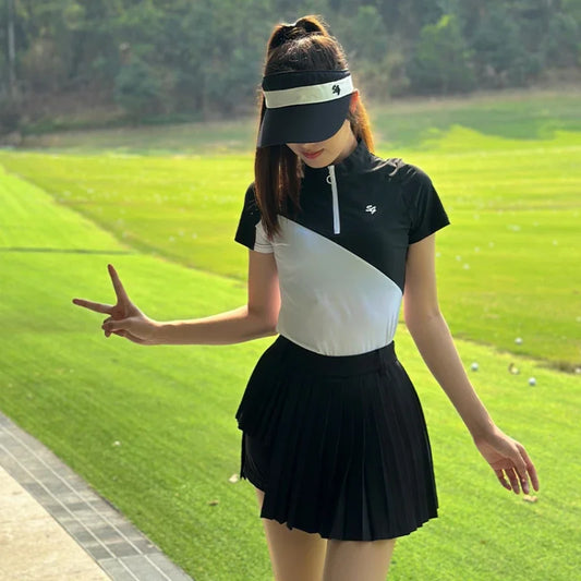 Golf Set - Zip Polo Shirt & Pleated Skirt