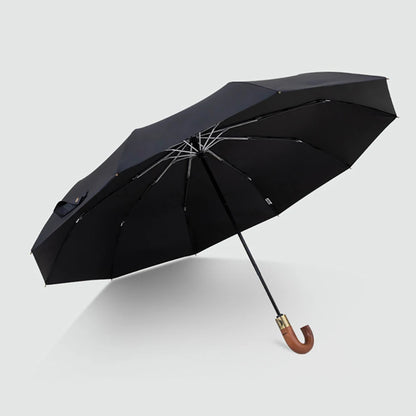 Parapluie de golf coupe-vent de luxe en bois avec 10 baleines