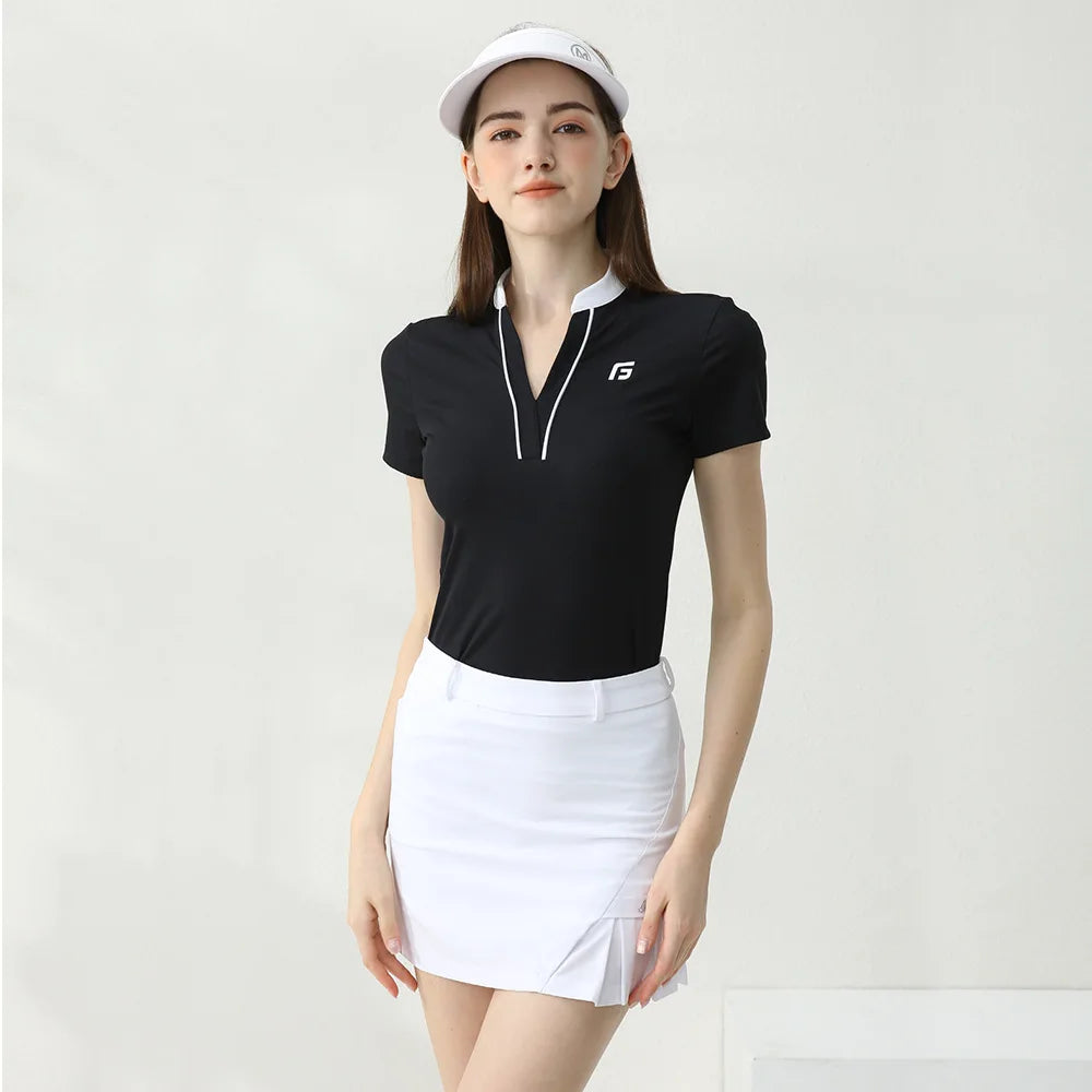 Women's Summer Golf Top - V-neck Quick-Dry T-Shirt