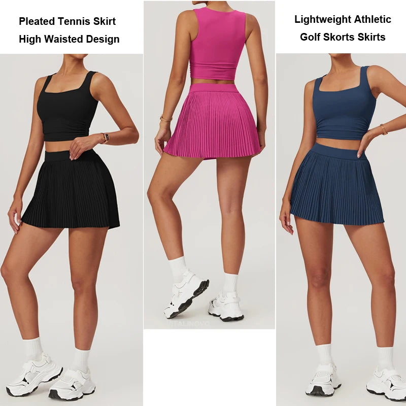 VITALINOVO Women's High-Waisted Tennis Golf Skirts