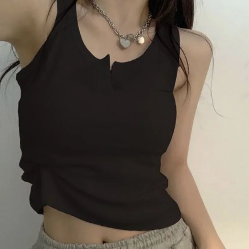 Sexy Ribbed Knit Sleeveless Crop Top