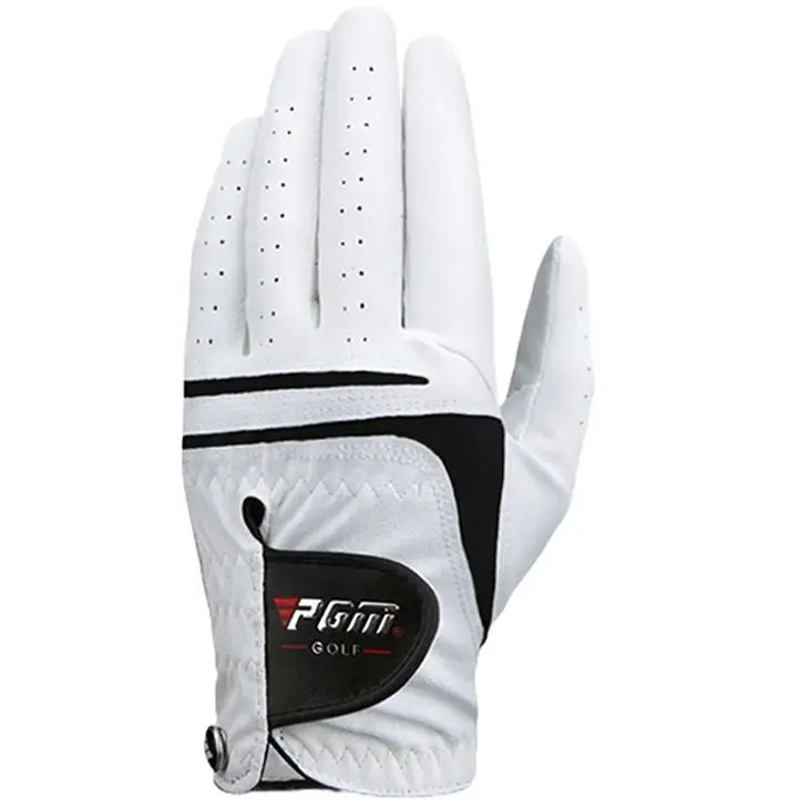 Gants de golf en cuir d'agneau véritable PGM pour hommes - Blanc