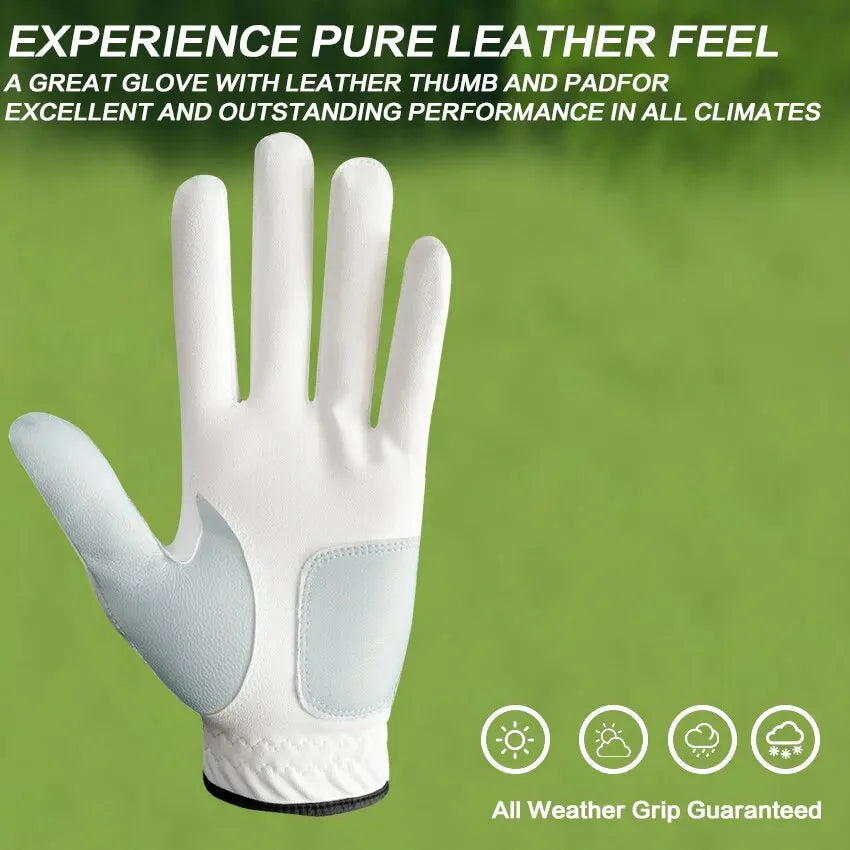 All-Weather Synthetic Leather Golf Gloves 5-Pack for Men