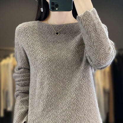 Pull en laine à col rond tendance pour femme