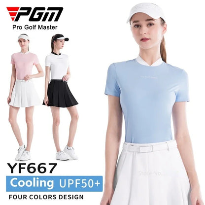 PGM Women's Summer Golf V-Neck Slim Tops