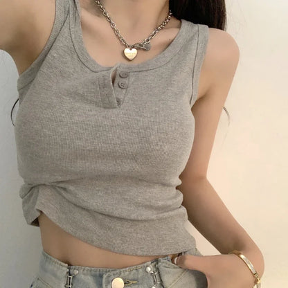 Sexy Ribbed Knit Sleeveless Crop Top