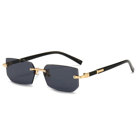 Randlose, rechteckige Sonnenbrille, kleine quadratische Sonnenbrille