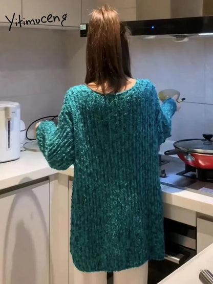 Lässiger Pullover mit langen Ärmeln und O-Ausschnitt für Damen
