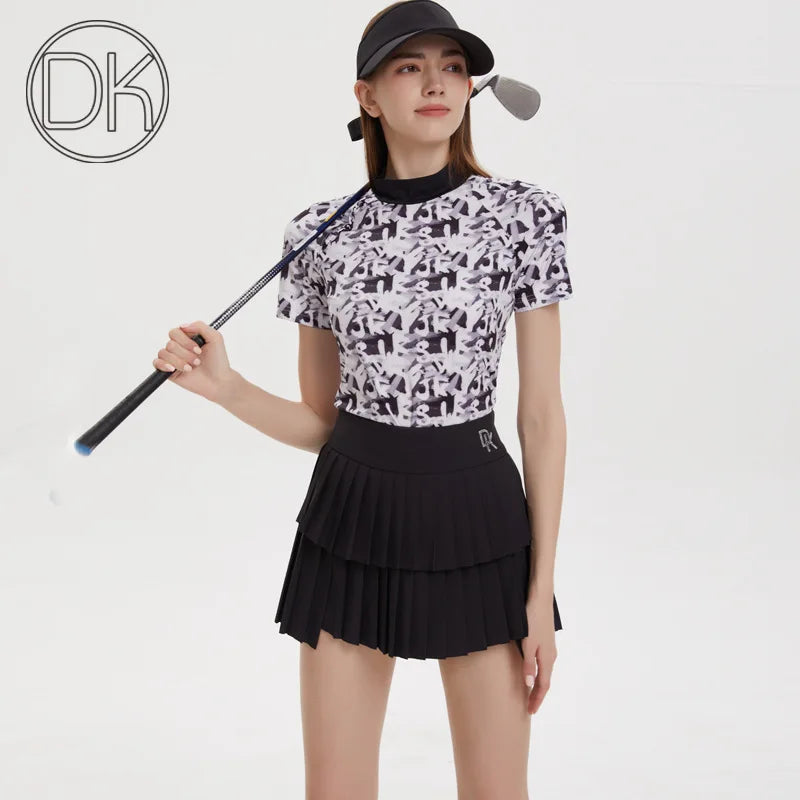 Vêtements de golf pour femmes - Chemise à séchage rapide et jupe-short plissée