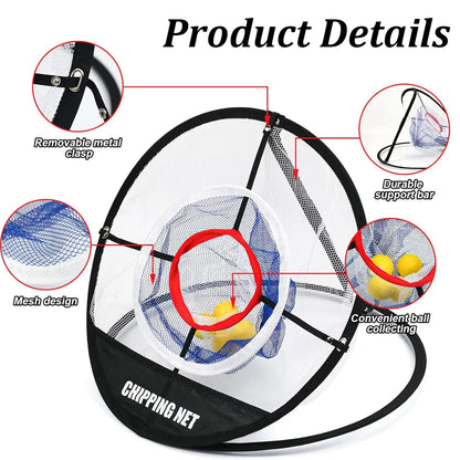 Pop-Up Golf Chipping Net with Hitting Mat - Portable Swing Trainer