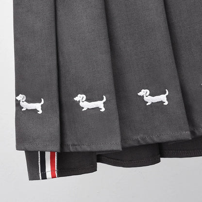 Preppy Puppy Embroidered Pleated Mini golf Skirt