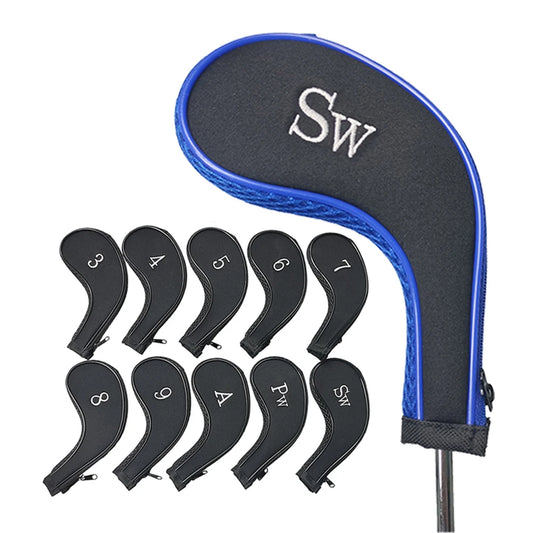 Numeric Letters Golf Iron Head Covers Zipper Protective