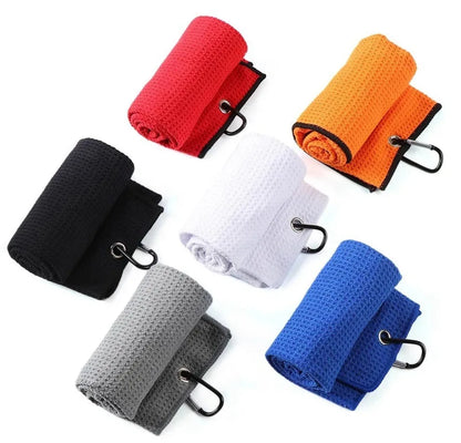 Cotton Waffle Golf Towel With Carabiner