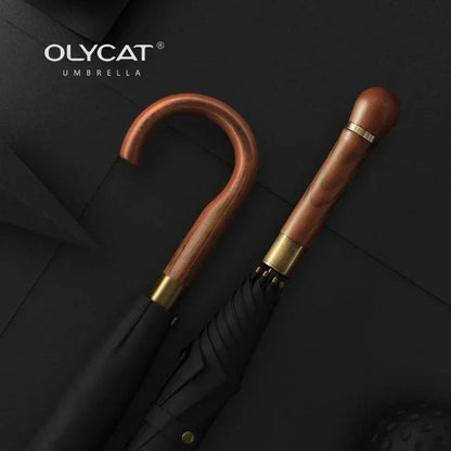 OLYCAT Vintage Wooden Long Umbrella for Business