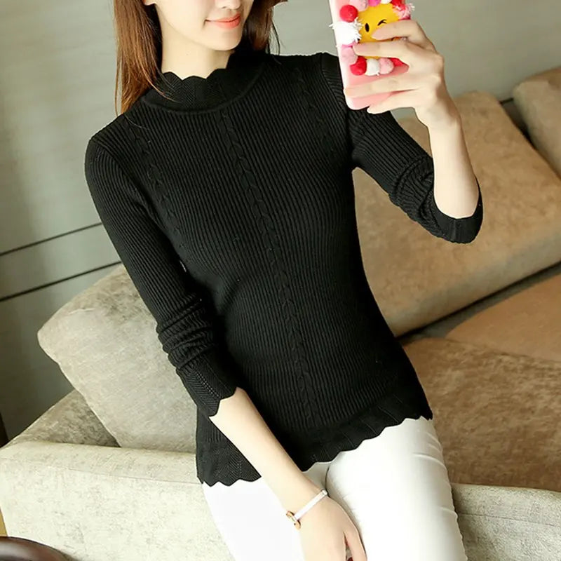 Pull coréen en tricot élastique pour femme