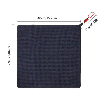 Black Golf Towel 15.7x15.7 Inch Dual Wet/Dry