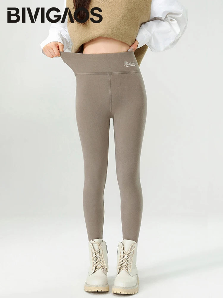 Leggings taille haute en velours d'agneau d'hiver