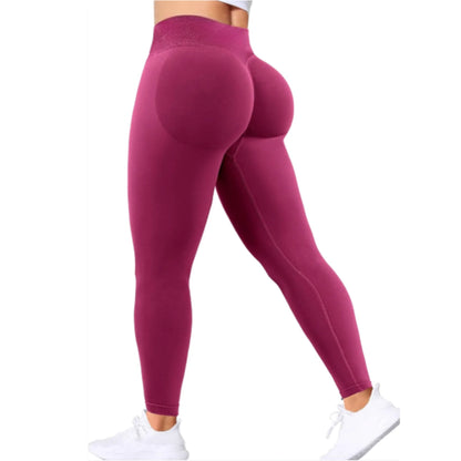 Women's Solid Waist Seamless Yoga Pants