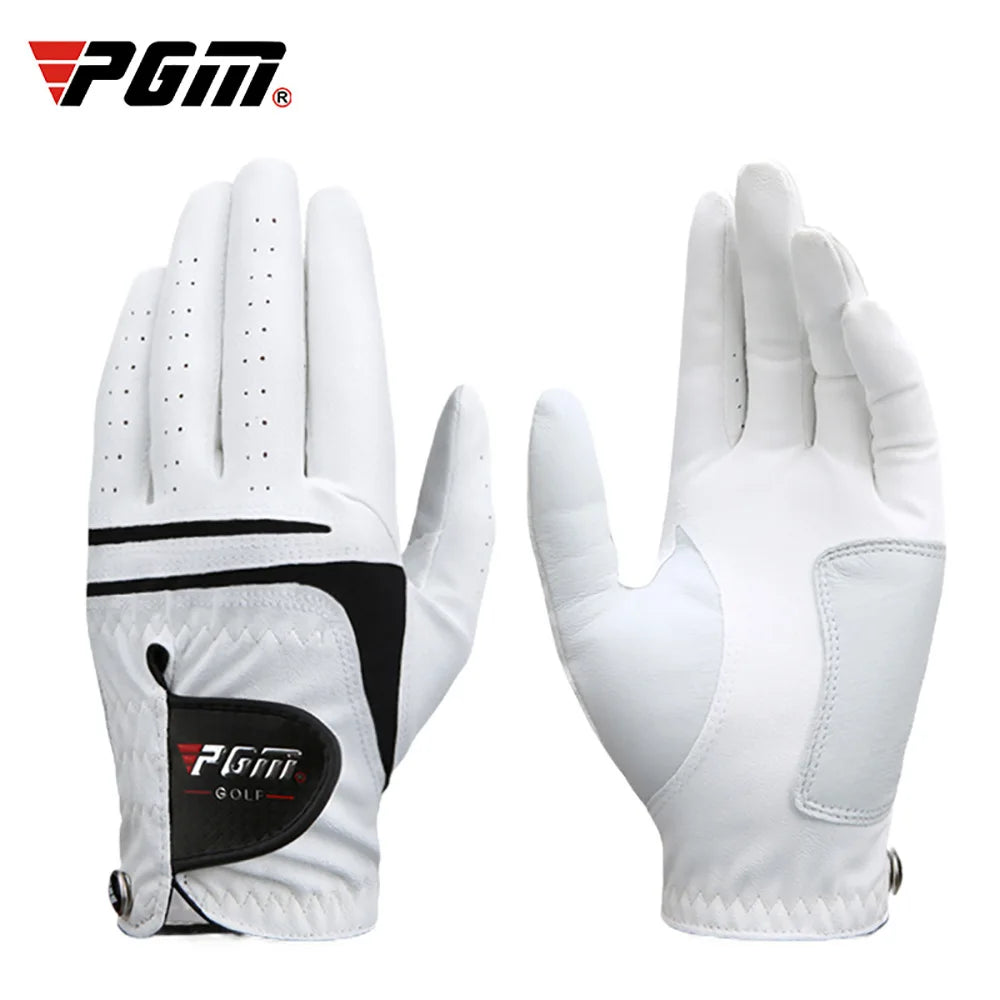 PGM Genuine Kid-Lambskin Golf Gloves for Men - White