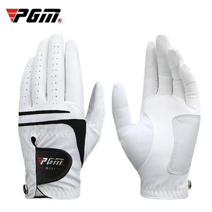 Gants de golf en cuir d'agneau véritable PGM pour hommes - Blanc