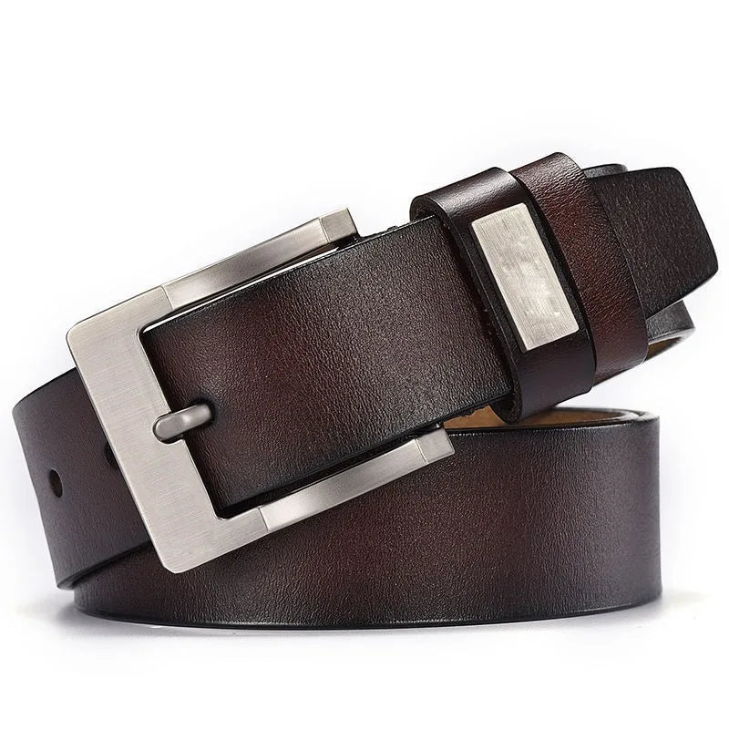 Genuine Leather Men's Belt - Metal Buckle