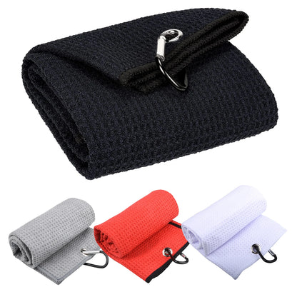 40x60cm Golf Towel with Carabiner Hook: Microfiber Fabric - 5 Colors