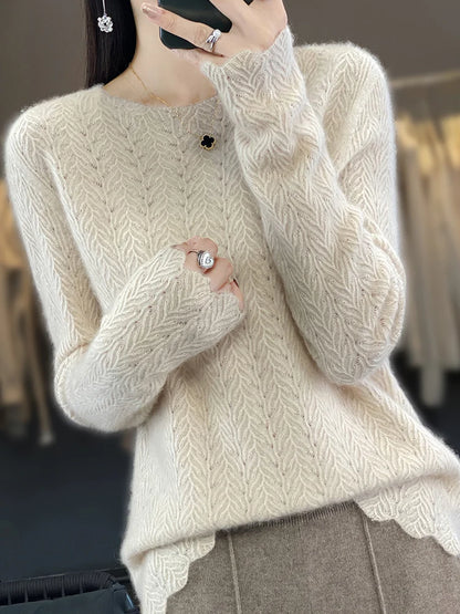 Pull en laine à col rond tendance pour femme